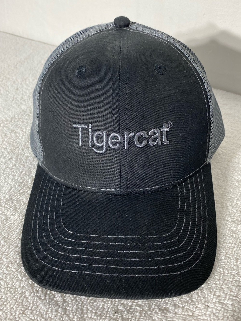 5/$25 Tigercat Black & Grey Mesh Back Snap Back Trucker Hat NEW